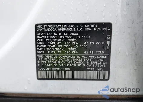 2023 Volkswagen Id.4 Pro/Pro S из США, поврежденный, VIN 1V2VMPE80PC050809